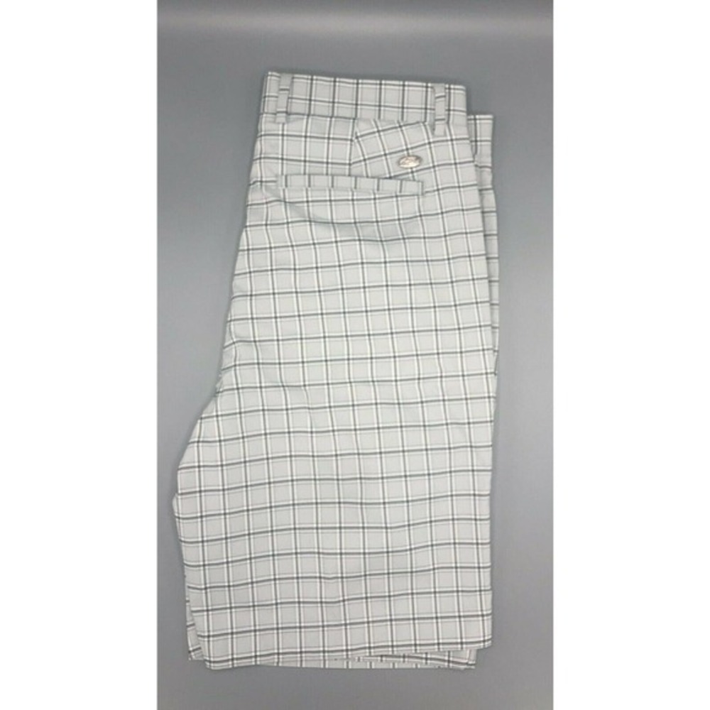 Greg Norman Signature Series Semi Stretch Golf Shorts Size‎ 32 Cream Khaki Plaid